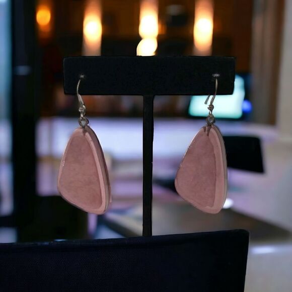 Purple Dangle Earrings Clear Encased Disco Pierced Large Lightweight Acrylic. - Picture 14 of 16